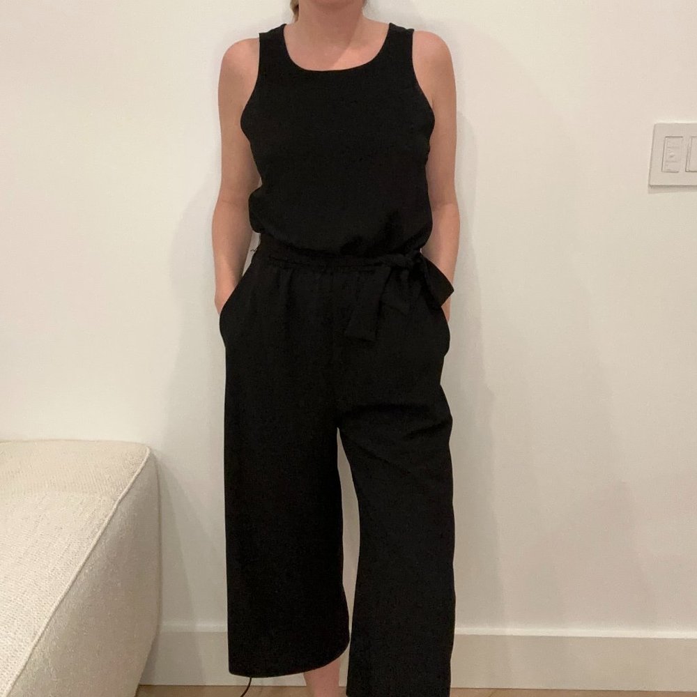 Zara Black Wide Leg Belted Jumpsuit